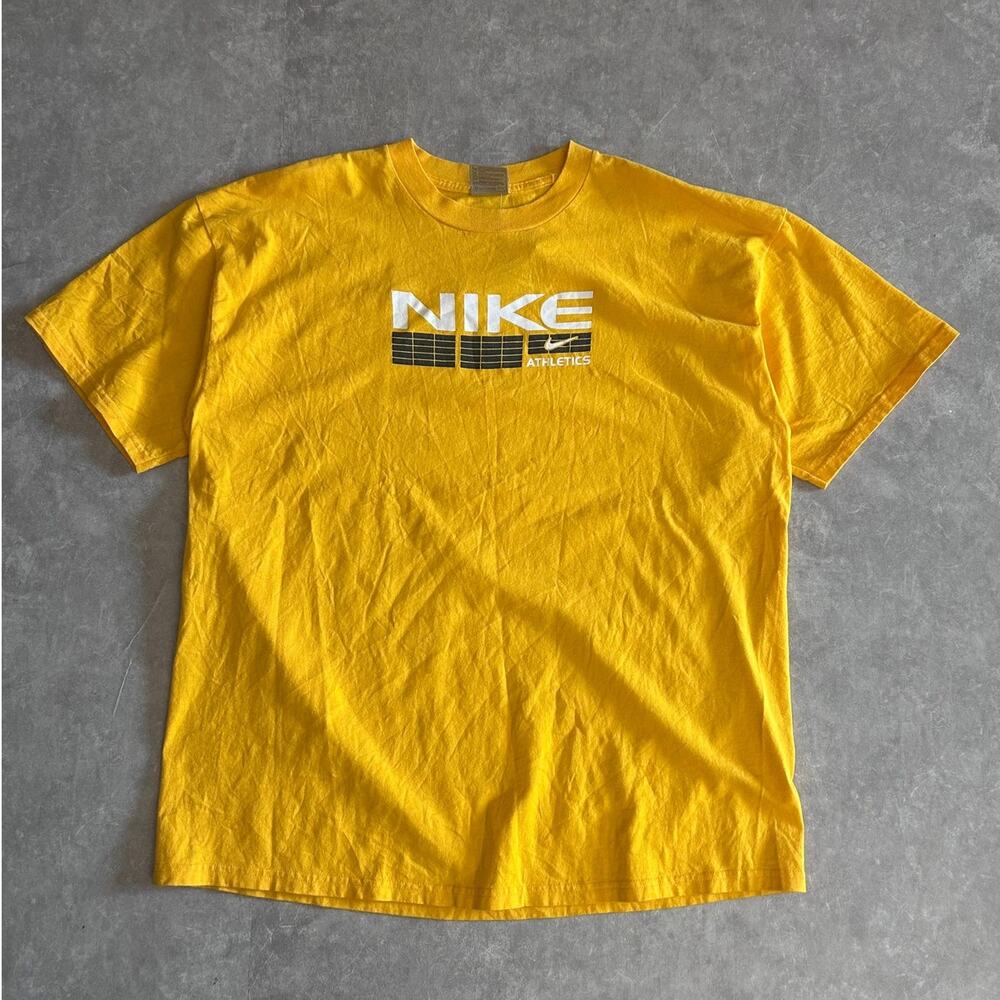 2000s Vintage Nike Athletics Yellow T Shirt Size XXL